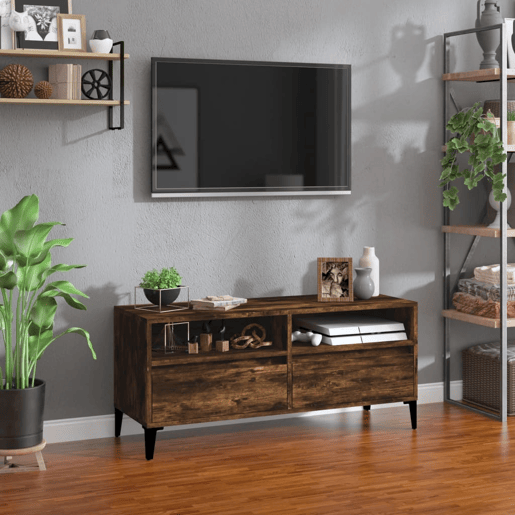 Móvel p TV, Armário de TV 100x34,5x44,5 cm derivados madeira carvalho fumado