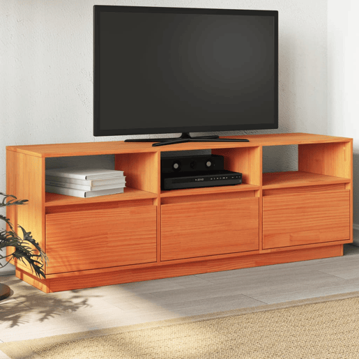 Móvel de TV - Modulo de TV - Armário de TV 140x37x50 cm madeira de pinho maciça castanho mel