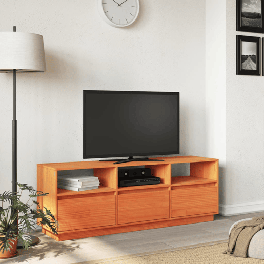 Móvel de TV - Modulo de TV - Armário de TV 140x37x50 cm madeira de pinho maciça castanho mel
