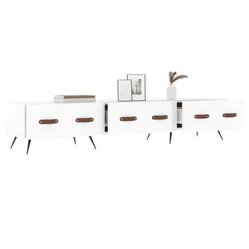 Móvel de TV - Modulo de TV - Armário de TV 150x36x30 cm derivados de madeira branco brilhante