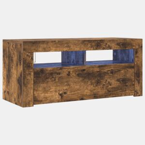 Móvel de TV - Modulo de TV - Armário de TV com luzes LED 90x35x40 cm carvalho fumado