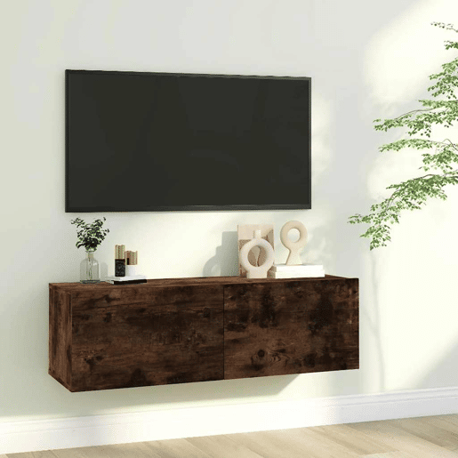 Móveis parede TV - Armários de TV - Módulos de TV 100x30x30 cm derivados madeira carvalho fumado