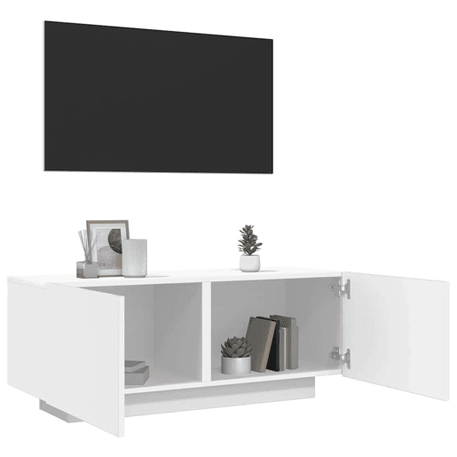 Móvel p TV, Armário de TV 100x35x40cm madeira processada branco