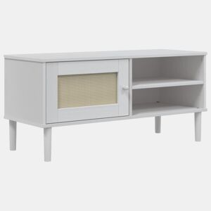 Móvel de TV - Modulo de TV - Armário de TV SENJA aspeto vime 106x40x49 cm pinho maciço branco