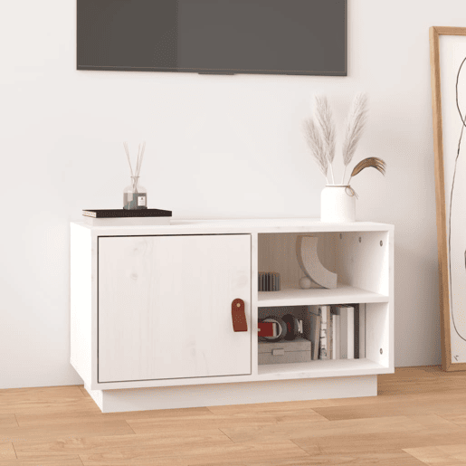 Móvel de TV - Modulo de TV - Armário de TV 70x34x40 cm madeira de pinho maciça branco