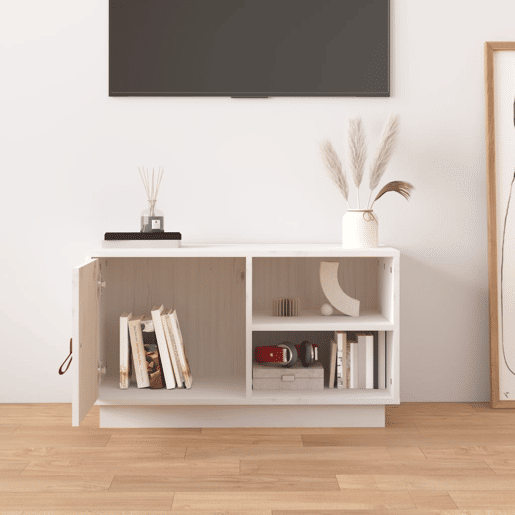 Móvel de TV - Modulo de TV - Armário de TV 70x34x40 cm madeira de pinho maciça branco