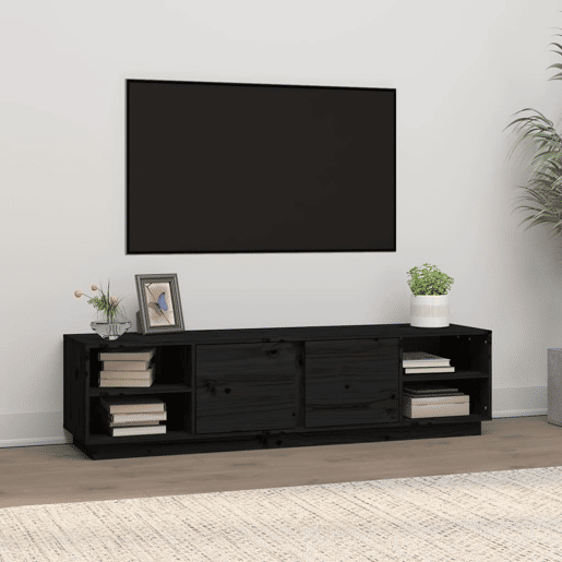 Móvel de TV - Modulo de TV - Armário de TV 156x40x40 cm madeira de pinho maciça preto