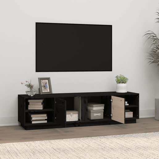 Móvel de TV - Modulo de TV - Armário de TV 156x40x40 cm madeira de pinho maciça preto