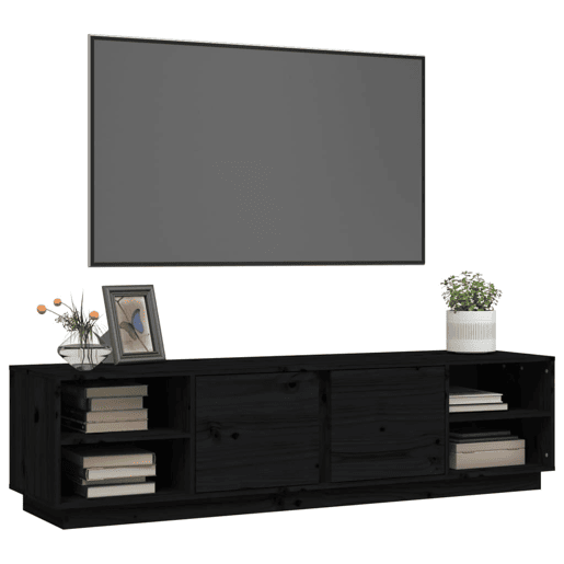 Móvel de TV - Modulo de TV - Armário de TV 156x40x40 cm madeira de pinho maciça preto
