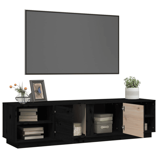 Móvel de TV - Modulo de TV - Armário de TV 156x40x40 cm madeira de pinho maciça preto