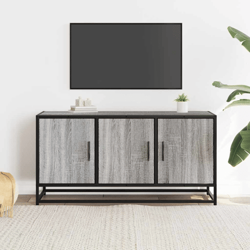 Móvel p TV, Armário de TV 100x35x50cm derivados madeirametal cinzento sonoma
