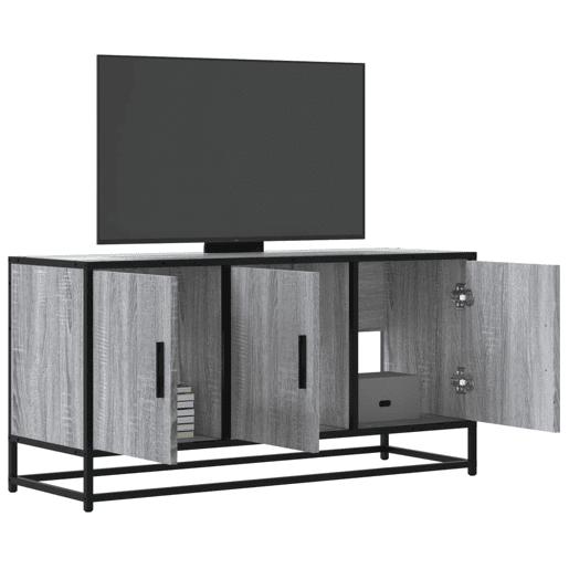 Móvel p TV, Armário de TV 100x35x50cm derivados madeirametal cinzento sonoma