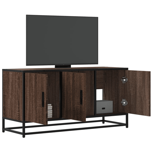 Móvel p TV, Armário de TV 100x35x50 cm deriv. madeirametal carvalho castanho