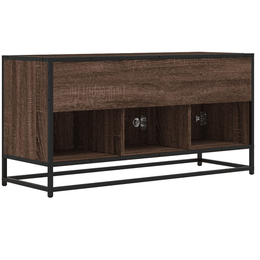 Móvel p TV, Armário de TV 100x35x50 cm deriv. madeirametal carvalho castanho