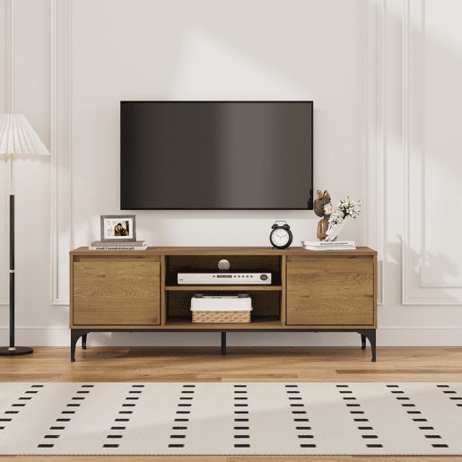 Armário para TV Kistiandi 140x40x50 cm aspeto carvalho, escuro en.casa