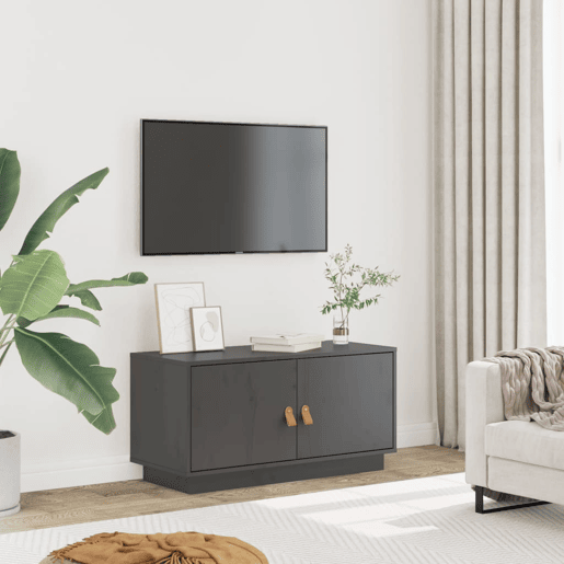 Móvel de TV - Modulo de TV - Armário de TV 80x34x40 cm madeira de pinho maciça cinzento