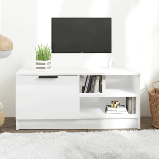 Móvel para TV - Móvel de TV - Armário de TV 80x35x36,5 cm madeira processada branco brilhante