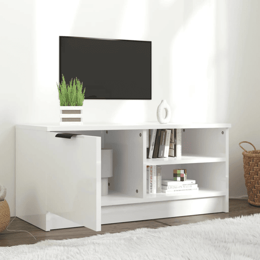 Móvel para TV - Móvel de TV - Armário de TV 80x35x36,5 cm madeira processada branco brilhante