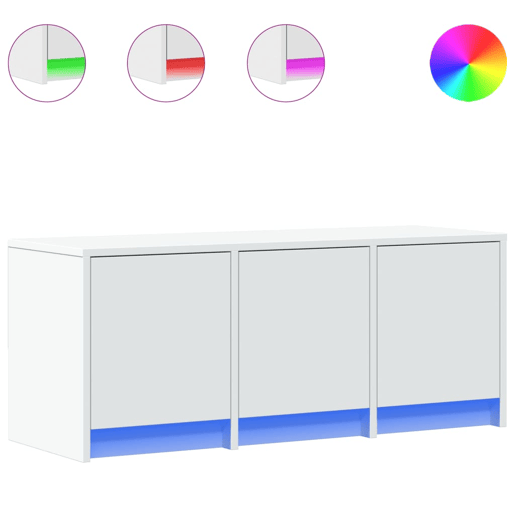 Móvel de TV - Modulo de TV - Armário de TV com luzes LED derivados de madeira branco