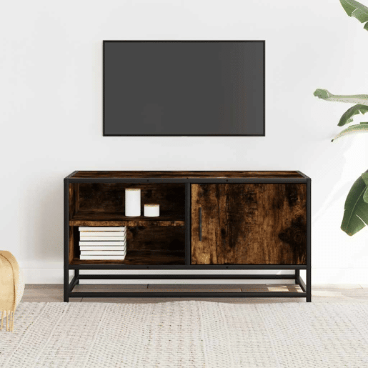 Móvel p TV, Armário de TV 80x34,5x40 cm deriv. madeirametal carvalho fumado