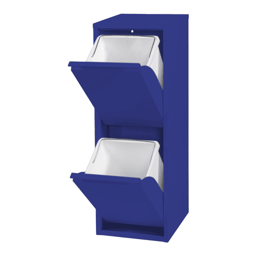Armário de separação de resíduos Sollentuna metal 2x14 L azul noite en.casa