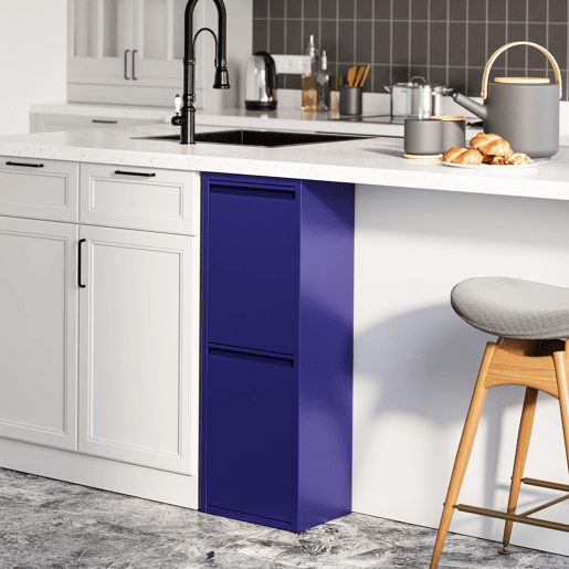 Armário de separação de resíduos Sollentuna metal 2x14 L azul noite en.casa