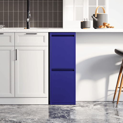 Armário de separação de resíduos Sollentuna metal 2x14 L azul noite en.casa