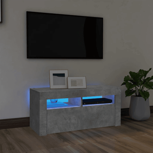 Móvel de TV - Modulo de TV - Armário de TV com luzes LED 90x35x40 cm cinzento cimento