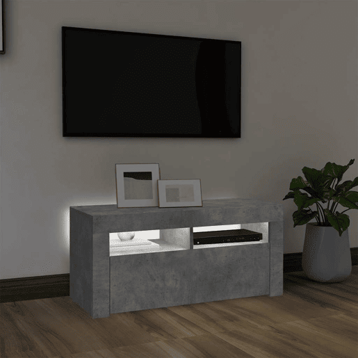 Móvel de TV - Modulo de TV - Armário de TV com luzes LED 90x35x40 cm cinzento cimento