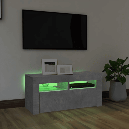 Móvel de TV - Modulo de TV - Armário de TV com luzes LED 90x35x40 cm cinzento cimento