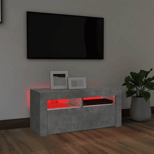 Móvel de TV - Modulo de TV - Armário de TV com luzes LED 90x35x40 cm cinzento cimento