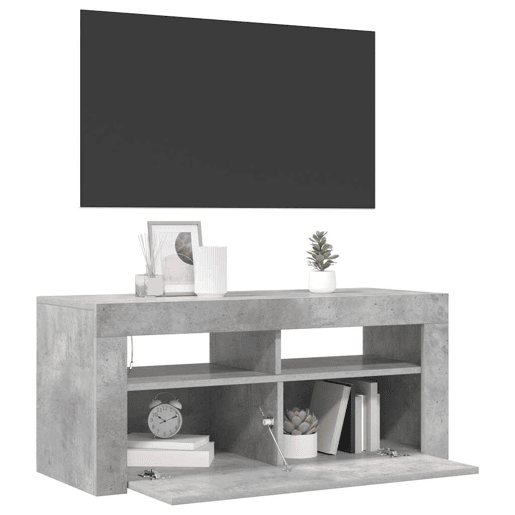 Móvel de TV - Modulo de TV - Armário de TV com luzes LED 90x35x40 cm cinzento cimento