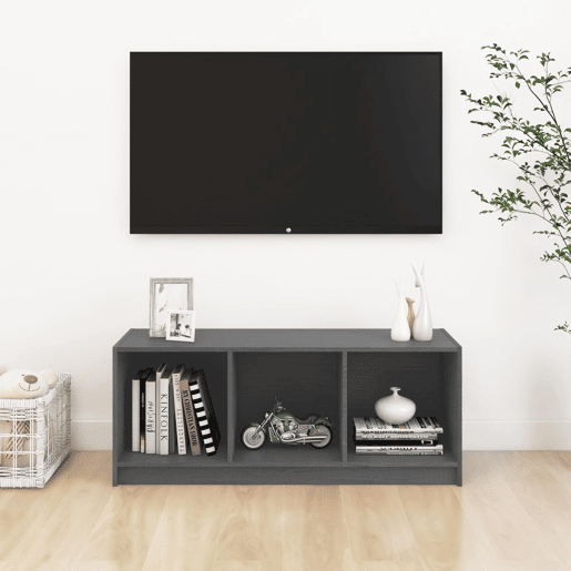 Móvel de TV - Modulo de TV - Armário de TV 104x33x41 cm madeira de pinho maciça cinzento