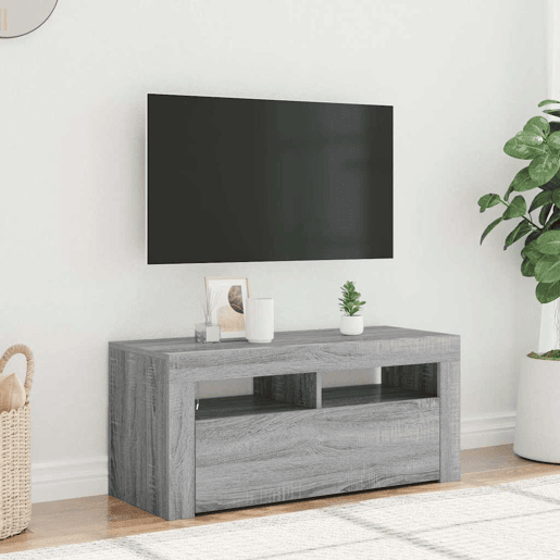 Móvel de TV - Modulo de TV - Armário de TV com luzes LED 90x35x40 cm cinzento sonoma