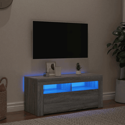 Móvel de TV - Modulo de TV - Armário de TV com luzes LED 90x35x40 cm cinzento sonoma
