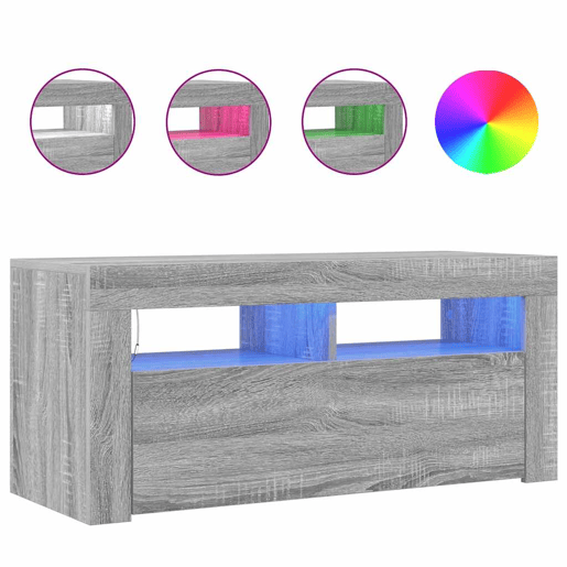 Móvel de TV - Modulo de TV - Armário de TV com luzes LED 90x35x40 cm cinzento sonoma
