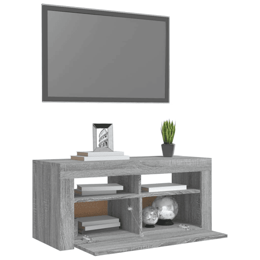 Móvel de TV - Modulo de TV - Armário de TV com luzes LED 90x35x40 cm cinzento sonoma