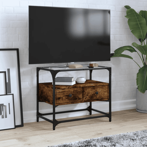 Móvel de TV - Modulo de TV - Armário de TV c tampo de vidro derivados madeira carvalho fumado