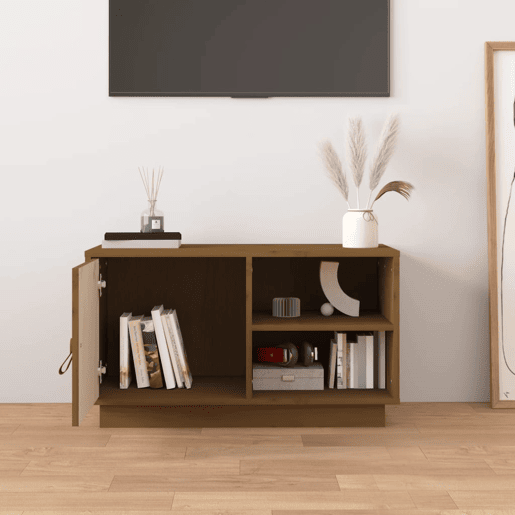 Móvel de TV - Modulo de TV - Armário de TV 70x34x40 cm madeira de pinho maciça castanho mel