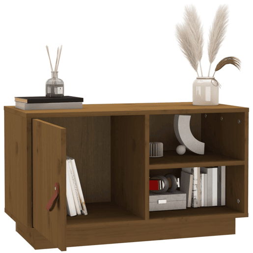 Móvel de TV - Modulo de TV - Armário de TV 70x34x40 cm madeira de pinho maciça castanho mel