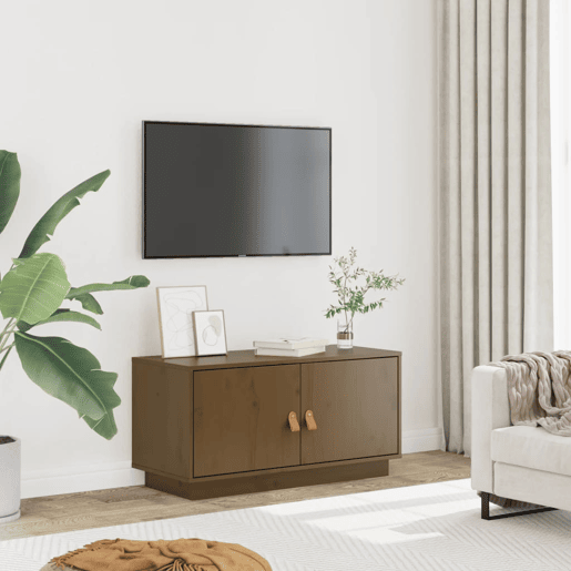 Móvel de TV - Modulo de TV - Armário de TV 80x34x40 cm madeira de pinho maciça castanho mel