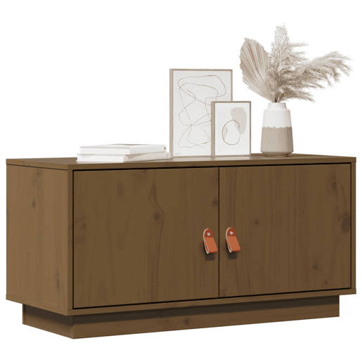 Móvel de TV - Modulo de TV - Armário de TV 80x34x40 cm madeira de pinho maciça castanho mel
