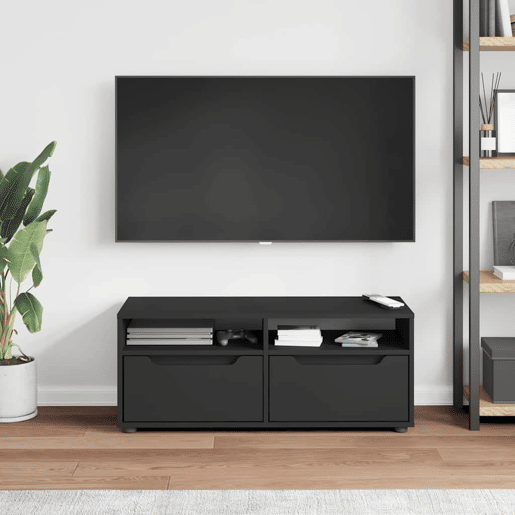 Móvel TV - Modulo de TV - Armário de TV VISNES derivados de madeira preto 100x40x38 cm