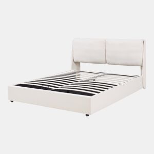 Cama estofada Lunner com estrado 160x200 cm Bege en.casa