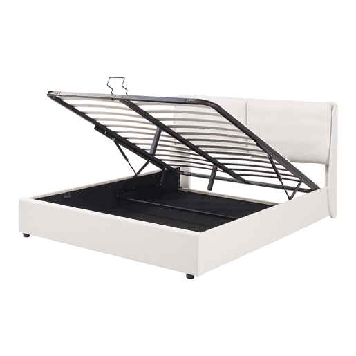 Cama estofada Lunner com estrado 160x200 cm Bege en.casa