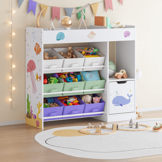 Estante para crianças Søndreland 80x90x30 cm com motivo Aqua Dream en.casa