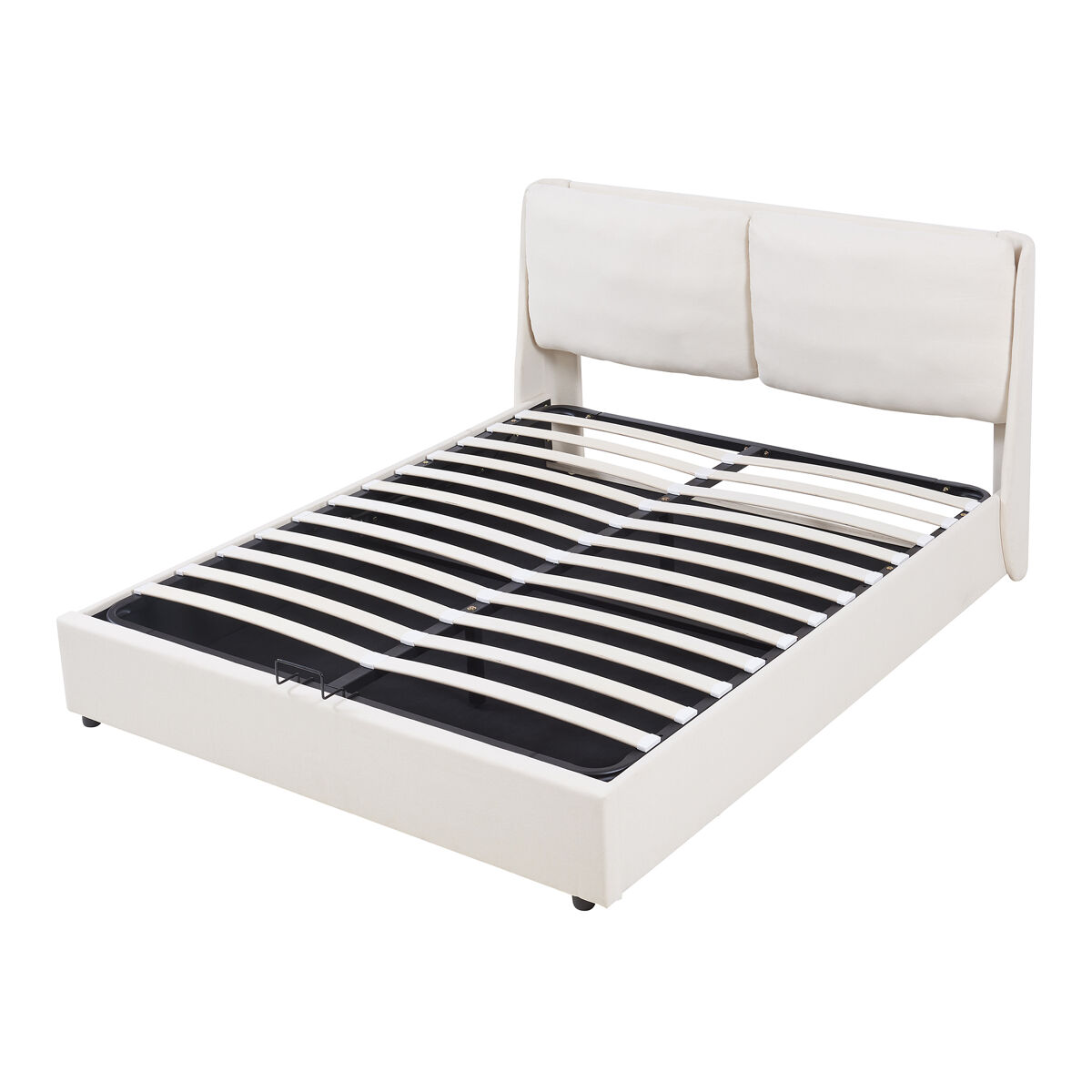 Cama matrimonio lunner somier abatible + colchón 160x200cm - beige [en.casa]