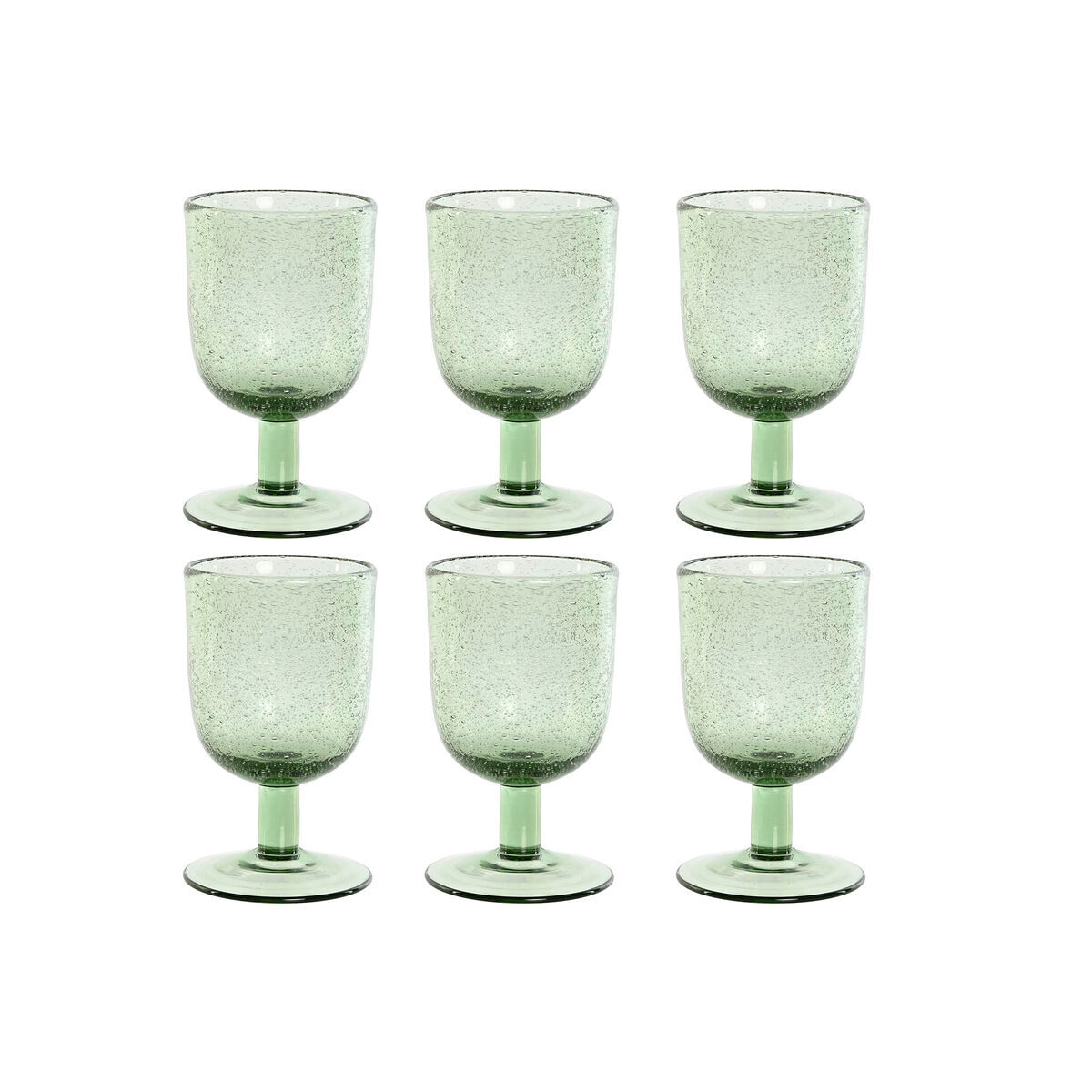 Set de copas home esprit verde cristal 300 ml 8 x 8 x 14 cm (6 unidades)