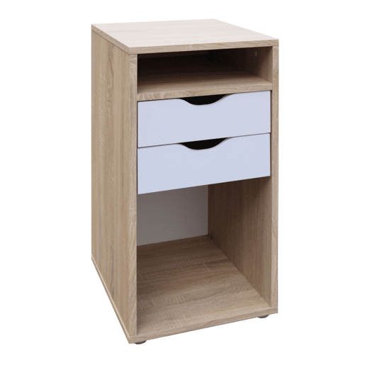 Mesa de cabeceira, mesa de cabeceira, mesa de quarto 2 gavetas Parc Sonoma carvalho e branco fosco 36x71x40 cm