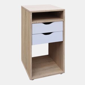 Mesa de cabeceira, mesa de cabeceira, mesa de quarto 2 gavetas Parc Sonoma carvalho e branco fosco 36x71x40 cm